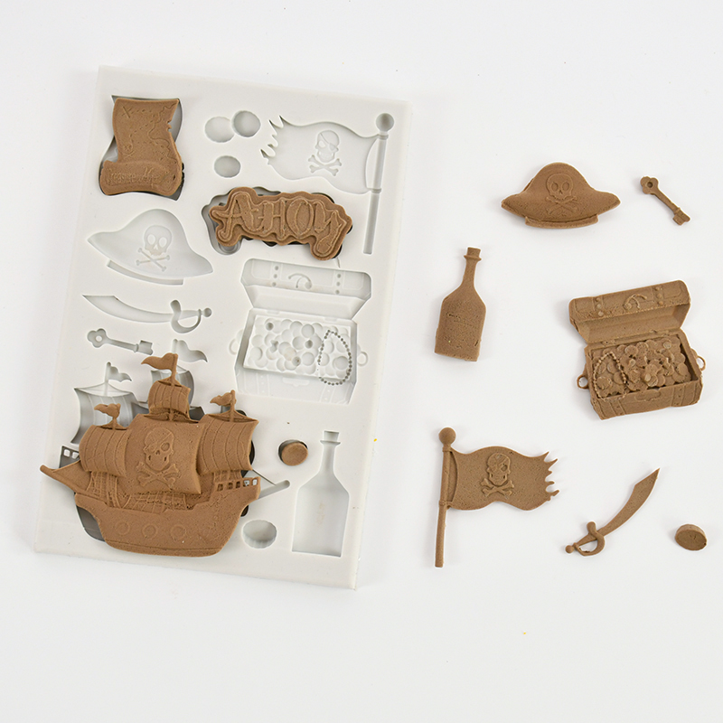 Silicone Mold Ocean - Skull Pirate Ship Silicone Chocolate Mold