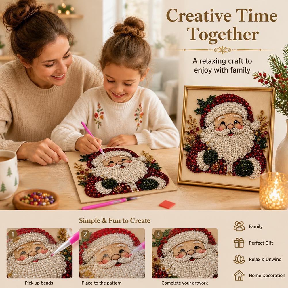 Resin Art Wall Decor - Świąteczny Zestaw DIY z Perłami i