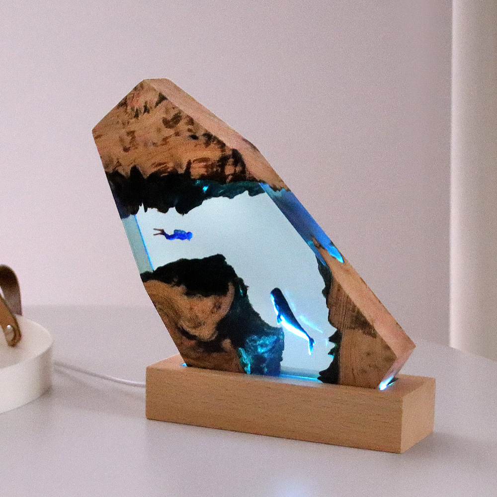Resin Art Gift For Birthday - Nowa Podwodna Jaskinia Wieloryb Nurkujący Dekoracja