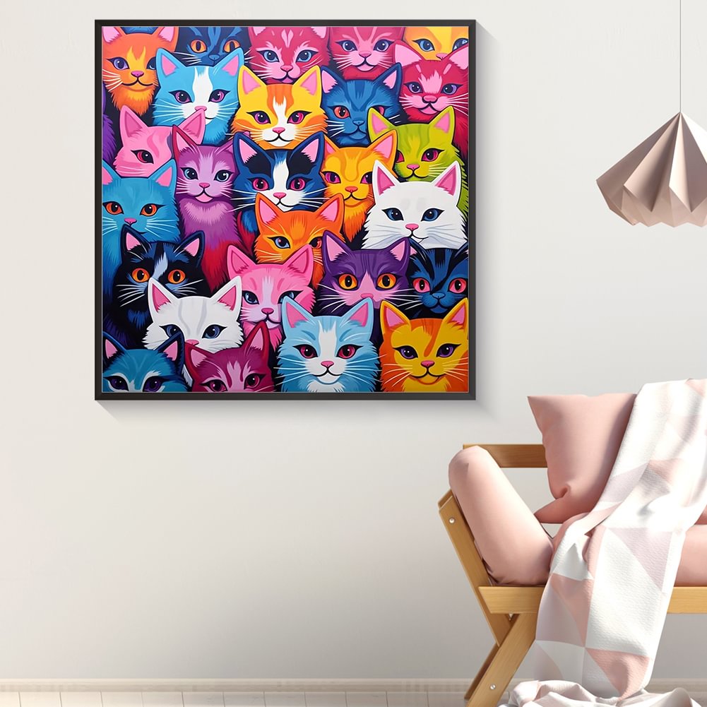 Resin Art Baby - Diamentowe Malowanie Rodzinne Kolorowe Kociaki Wróżkowy
