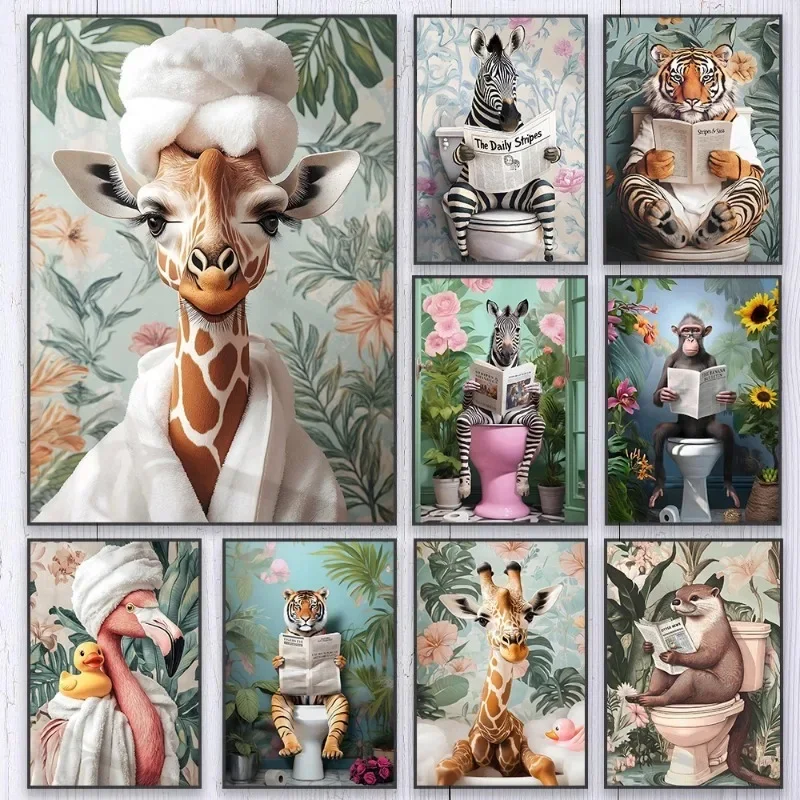 Resin Art On Canvas - Plakat Zebra na Toalecie Łazienka Żyrafa