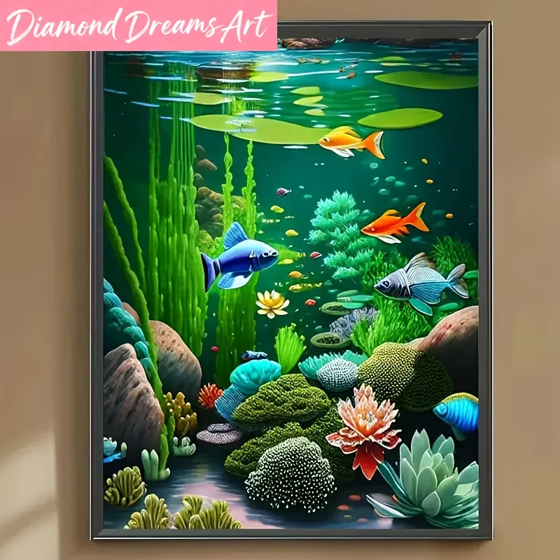 Resin Art World - Bezramowy obraz diamentowy, motyw podwodnego świata,