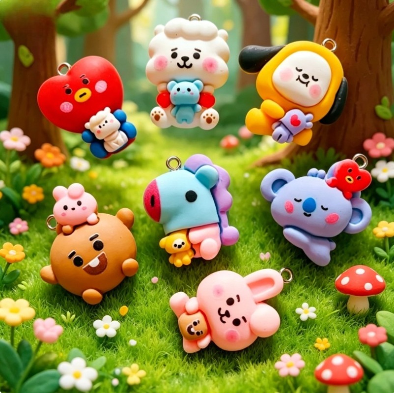 7 szt. BT21 Żywiczne Charmsy z – Resin Art Handmade recenzja i cena