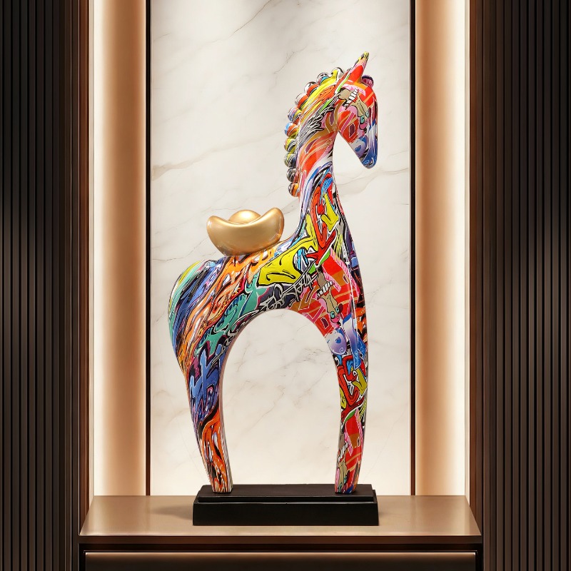 Kolorowe rzeźby koni, ozdoby d – Resin Art Gift For Birthday recenzja i cena
